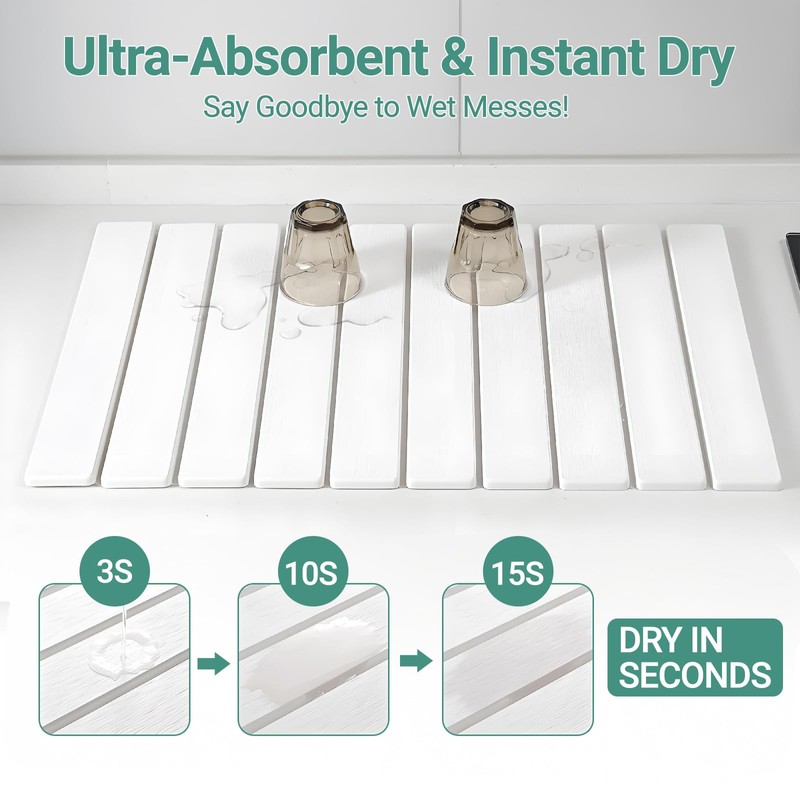 Large Stone Dish Drying Mat - Super Absorbent, Fast Drying