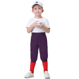 MIVEI 2T/3T/4T/5T/6T Youth Toddler Boys Baseball Pants - Kids Gilrs Tee Ball Softball Football Pants with Belt Loop UPF50+ Purple