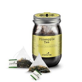 Charbrew Pineapple Tea Teabags - 100% Compostable Tea Bags in Reusable Glass Mason Jars 40g/1.41oz - 16 Premium Fine Mesh Teabag Infusers Premium Tea from Sri Lanka