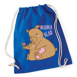 Hippowarehouse Mama Bear Illustration Drawstring Cotton School Gym Bag 37cm x 46cm, 12 litres
