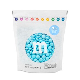 M&M’S WORLD Light Blue Milk Chocolate Candy, 2 lbs Resealable Pack - Candy Bulk for Party Favors, Baby Showers, Easter, Birthday Decor, Birthday Treats, Weddings & More
