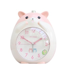 Alarm Clock, Loud Hamster Alarm Clock, Children, Analog, Bells, Cute Animals, Characters, Popular, Fashionable, Birthday Clock, Girl, Gift (Pink)