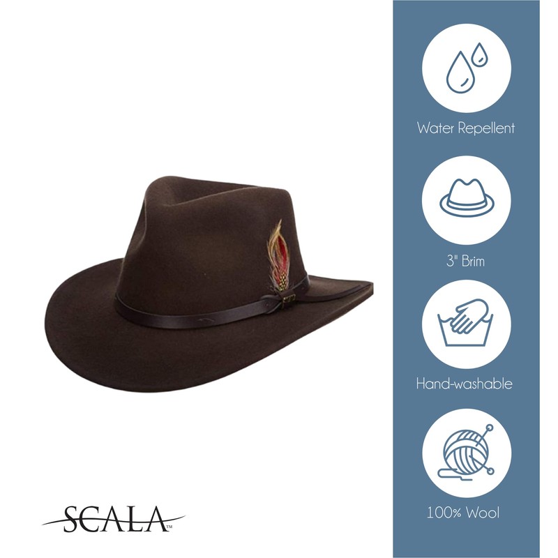 Scala Classico Men's Crushable Felt Outback, Grey, X-Large