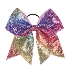 Xansema Lazos elásticos para el pelo, para mujeres, niñas, niños, adolescentes, con lentejuelas, lazo grande para coleta de caballo (arcoíris)