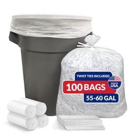 Reli. 55 Gallon Trash Bags Heavy Duty (100 Count) | Clear | Twist Ties Included | Extra Tough, Leak-Proof Garbage Bags | Ideal for Large Clean Ups