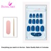 Bling Art False Nails Blue Matte Oval Medium Fake Acrylic