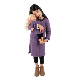 Leveret Kids & Toddler Uniform Matching Doll & Girls Sweatshirt Dress Purple (Size 5 Years)