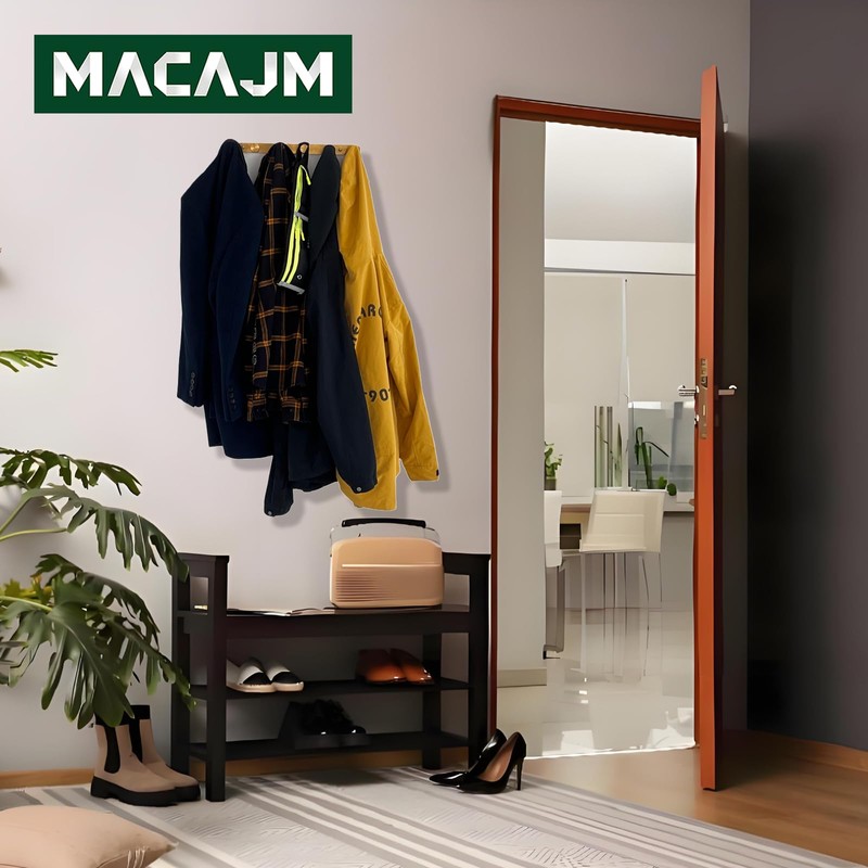 MACAJM Brushed Gold Wall Mount Coat Rack with 6 Hooks,