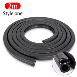 Rubber Car Door Edge Seal Strip for Vehicle Door Gaps – 2m Black U-Channel Weatherstrip with Side Bulb and Metal Reinforcement