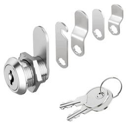 Letterbox Lock 16 mm with 2 Keys, Cabinet Lock with 5 Different Lock Plates, Furniture Lock for Letterboxes, Cabinet Doors, Furniture