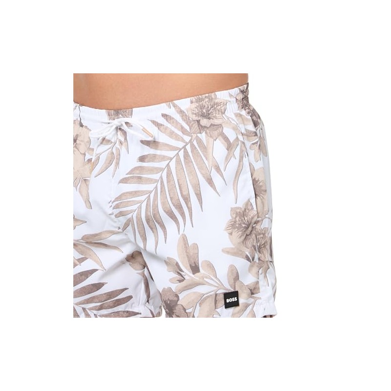BOSS, Piranha Swim Trunks, Beige Flowers, M