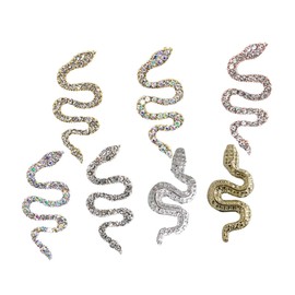 Mikinona Retro Style 7pc Snake Nail Gems Dazzling Nail Gems Rhinestones Alloy Material Glittering Manicure Decor for Women