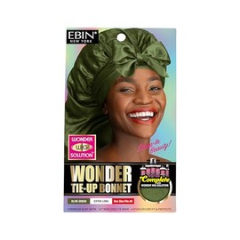 Wonder Wig Solution Tie-Up Bonnet Extra Long Olive Green – Stylish Sleeping Night Cap for Women Braids, Locs, Weaves, Wigs, Natural Hair, Silky Satin Adjustable Tie Band, Minimizes Frizz, Breathable