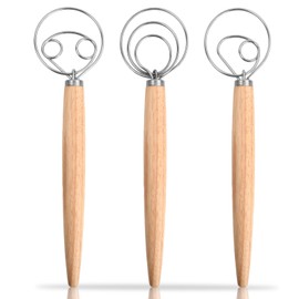 3 Stücke Dänischer Teigbesen, Dänischer Schneebesen Set, Brot Teigmischer 13 Zoll, Brotteig Schneebesen Mixer, Eierschläger für Küche, Brot, Teig, Kuchen, Gebäck