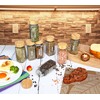 Set of 24 Glass Spice Jars with Various Labels, Bamboo