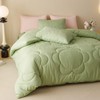 Cottonight Sage Sunflower Comforter Set - Queen Size, Light Green