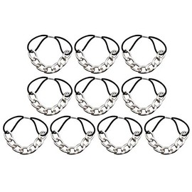 10 Pcs Modern Gold Chain Hair Tie with Dubble strands Elastic Hair Accessories Hair Ropes Fashion Headbands Ponytail Holders Hair Rings Hairband for Girl Lady Color Random (Silver)
