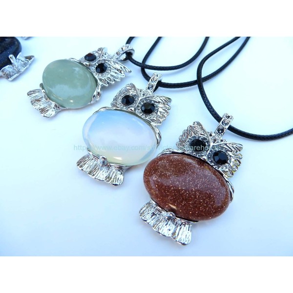 wholesale necklace 20pcs natural gemstone jewelry healing owl pendant jewelry