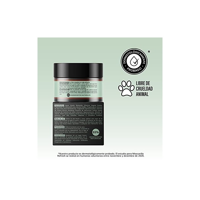 Mascarilla Facial Refrescante e Hidratante- Arcillas Puras (Kaolíin y Bentonita)