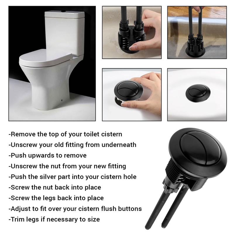 Ultra Toilet Push Button Flush Replacement Dual Flush Cistern Valve,