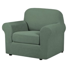 H.VERSAILTEX 2-Pieces Armchair Cover Chair Slipcovers with Arms Furniture Protector Cover Fit Armchair Width Up to 47 Inch, Jacquard Spandex Couch Covers Armchair Slipcover - Loden Frost, Chair