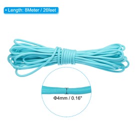 PATIKIL 26 Feet Glow in The Dark Paracord, 4mm Camping Paracord Rope 9-Strand Type 550lb Nano Cord Paracord for Camping Tent Tarp Hiking, Light Blue