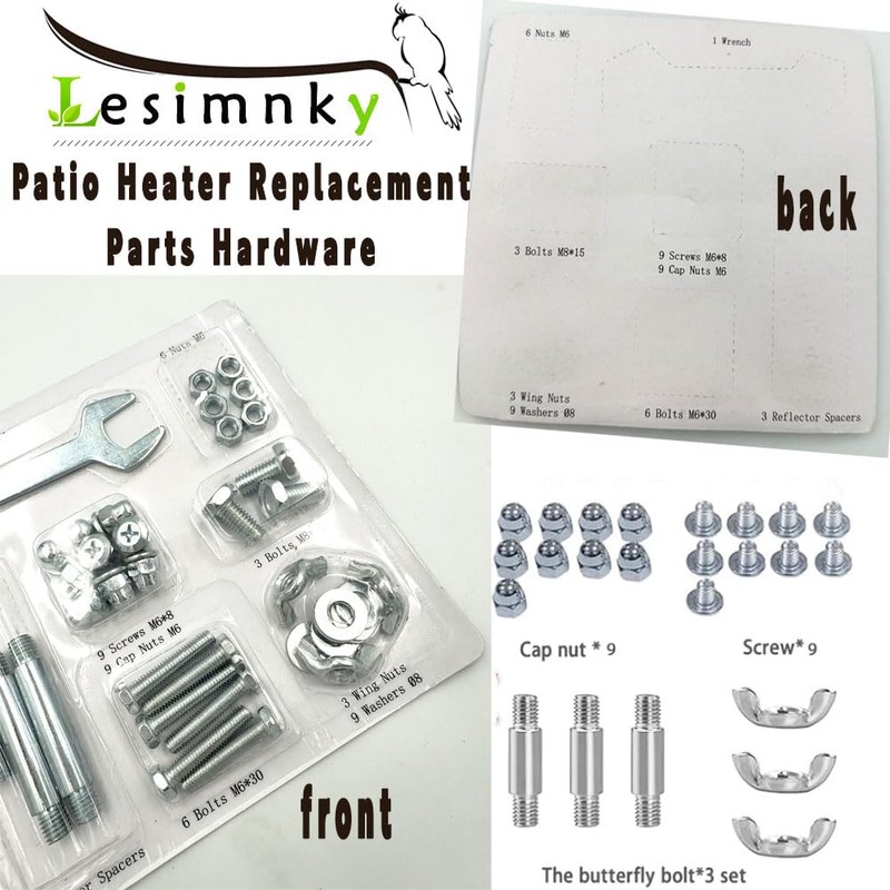 Patio Heater Replacement Parts Bolt Hardware Kit, Replacement Bolt &