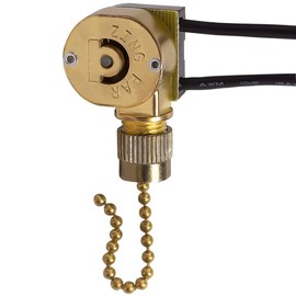 Akahttbn Ceiling Fan Switch Zing Ear ZE-109M Pull Chain Cord Switch for Ceiling Light Fans Lamps and Wall Lights Pull Chain Switch Brass Pull Chain,1 Pack