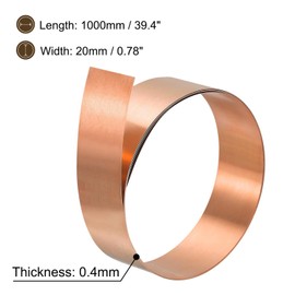 TA-VIGOR 1Pcs Copper Sheet Roll, 1000mm x 20mm x 0.4mm Pure Copper Strip Metal Foil Sheet Plate for Crafts Electrical DIY Projects