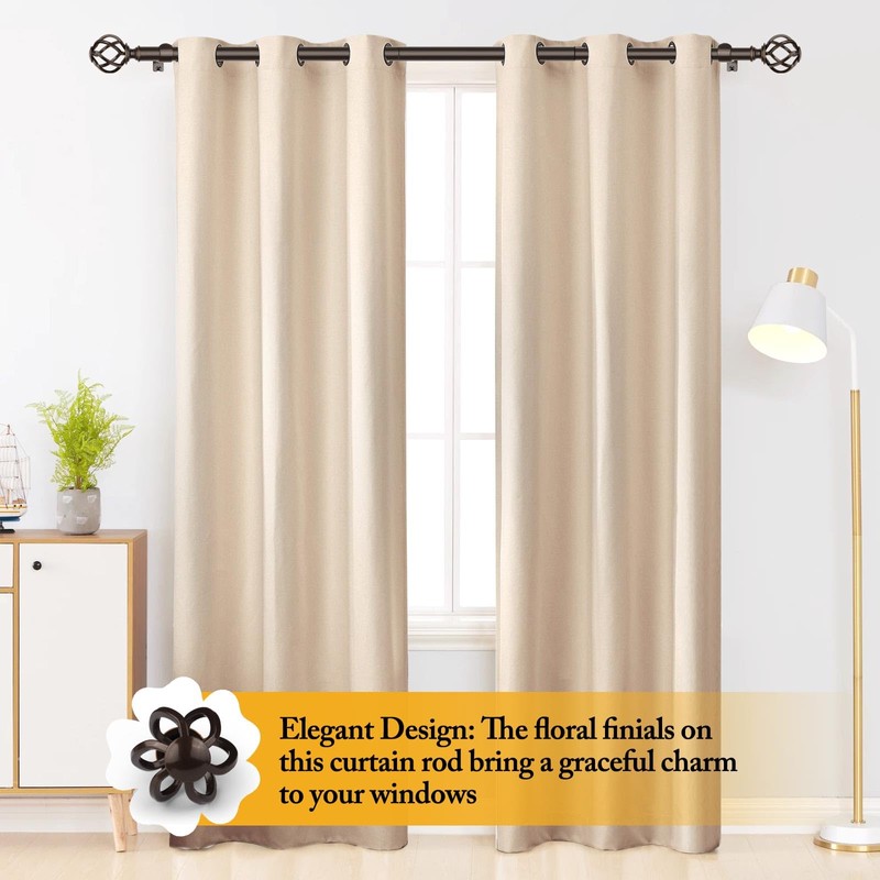 Bronze Curtain Rods for Windows 48 to 84 Inch, USFOOK