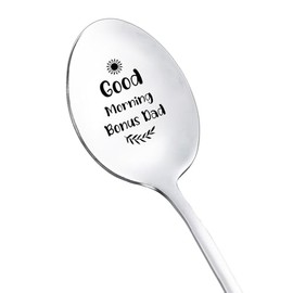 Gifts for Bonus Dad Stepdad from Daughter Son Good Morning Bonus Dad Spoon for Step Dad Fathers Day Spoons Gifts for Stepfather Bonus Dad Coffee Tea Lovers Gifts Engraved Spoon