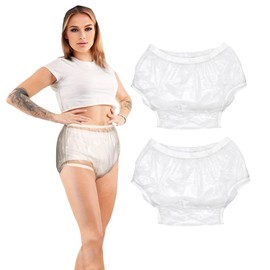 Cloth Diaper Covers for Adult,Adult Leakproof Underwear for Incontinence,Washable Reusable Plastic Diaper Cover, 2Pcs Clear Low Noise Plastic Pants (4X-Large (2 Pcs))
