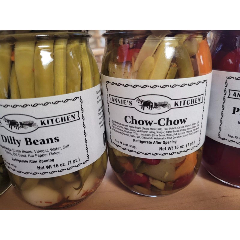 Annie's Kitchen Assorted pickled foods; Pickled red beets, Chow Chow,