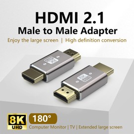 SOMDARHK 8K HDMI Adapter Male to Male 2 Pack, HDMI Connector Gold Plated HDMI 2.1 Adapter 180 Degree, 8K@60Hz Compatible with Laptop, Monitor, Projector
