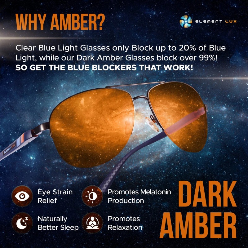 Element Lux Blue Light Blocking Glasses 99% Amber Dark Blue