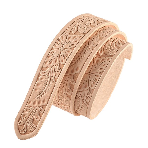 HiSew Leather Strap Blank for Belt Crafting, Cowhide, Pre-Embossed Patterns,