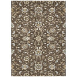 Homeroots 3' X 5' Chocolate Ivory And Gray Moroccan Washable Indoor Outdoor Area Rug