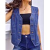 Peaceglad Womens Casual Jean Vest V Neck Open Front Button
