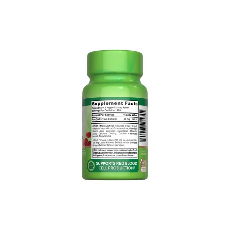 Natures Truth Suplemento de Hierro Sulfato Ferroso 65mg 120 Tabletas