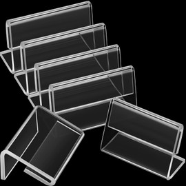 Pack of 70 Mini Acrylic Price Tags L Shape Labels Stand Transparent Price Labels Stand for Name Tags Retail Cards Table Display, 1.57 x 0.79 Inches / 4 x 2 cm