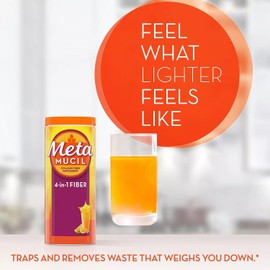 Metamucil Fiber 4-In-1 Psyllium Sugar-Free Supplement Powder Orange 26.6 Oz 2 Pk