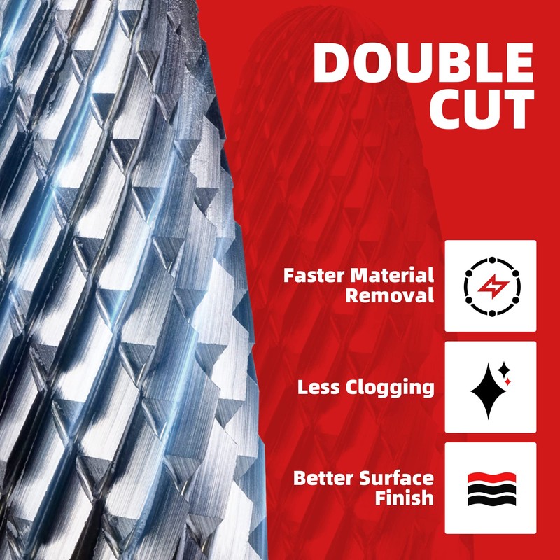 EZARC Tungsten Carbide Rotary Burr Bit, SF-5 Double Cut Carbide