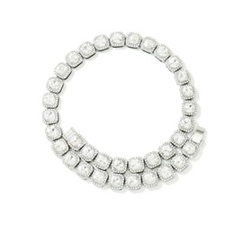 Kim Carrey Iced Out Zircon Necklace for Men, Silver Tone Chain, AAA Quality Gift Necklace (22'')