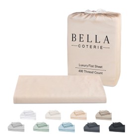 Bella Coterie Luxury Bamboo Viscose California King Size Flat Sheet | 100% Organically Grown | Ultra Soft | Cooling for Hot Sleepers [Champagne]