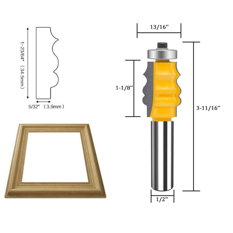 TAIWAIN Router Bit Set Picture Frame Bits 1/2 Inch Shank