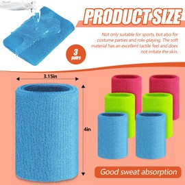 Wettarn 6 Pcs 4 Inch Cotton Sport Wristbands - Tennis, Basketball - Neon Pink, Neon Green, Sky Blue - For Grips, Gymnastics, Workout - Unisex, Athletes, Fitness Enthusiasts