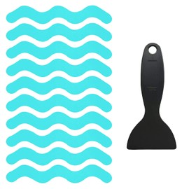Kettion Pegatinas para bañera,24 Piezas de Tiras Adhesivas Antideslizantes para baño, Pegatinas de Seguridad para Ducha con Textura de Diamante con raspador para bañeras resbaladizas(Azul)