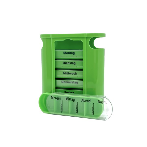 Day Pill Organiser Pill Box Pill Box Green – 1 Piece Medicine Dispenser 7 Day Pill Original Tiga-Med Quality