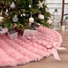 60-Inch Puff Quilt Faux Fur Christmas Tree Skirt, Soft Plush