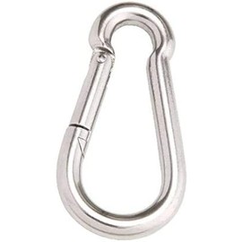 Pack of 10 Carabiner Hooks, Choice of Sizes, Galvanised Steel, Silver, Snap Hook, Quick Release, DIN 5299, Form C (4 x 40 mm)